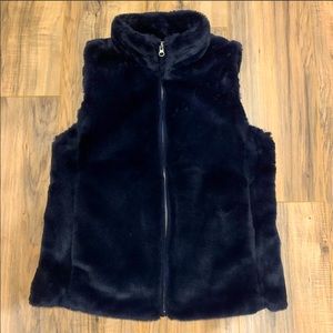 Navy Faux Fur Vest